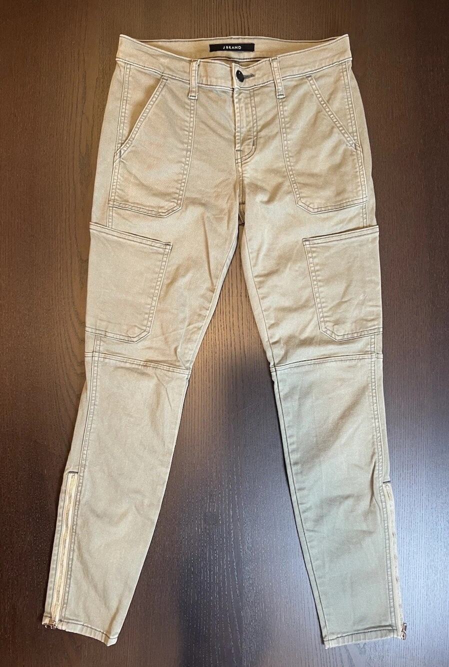 Vtg J Brand Houlihan Olive Cargo Moto Jeans Distressed Zip Ankle Pants Sz 26 y2k